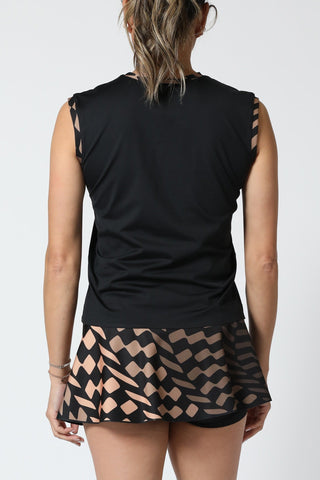 Get It Fast SET WOMENS HARLEQUIN TWIST SOLID SLEEVELESS RINGER TENNIS TOP